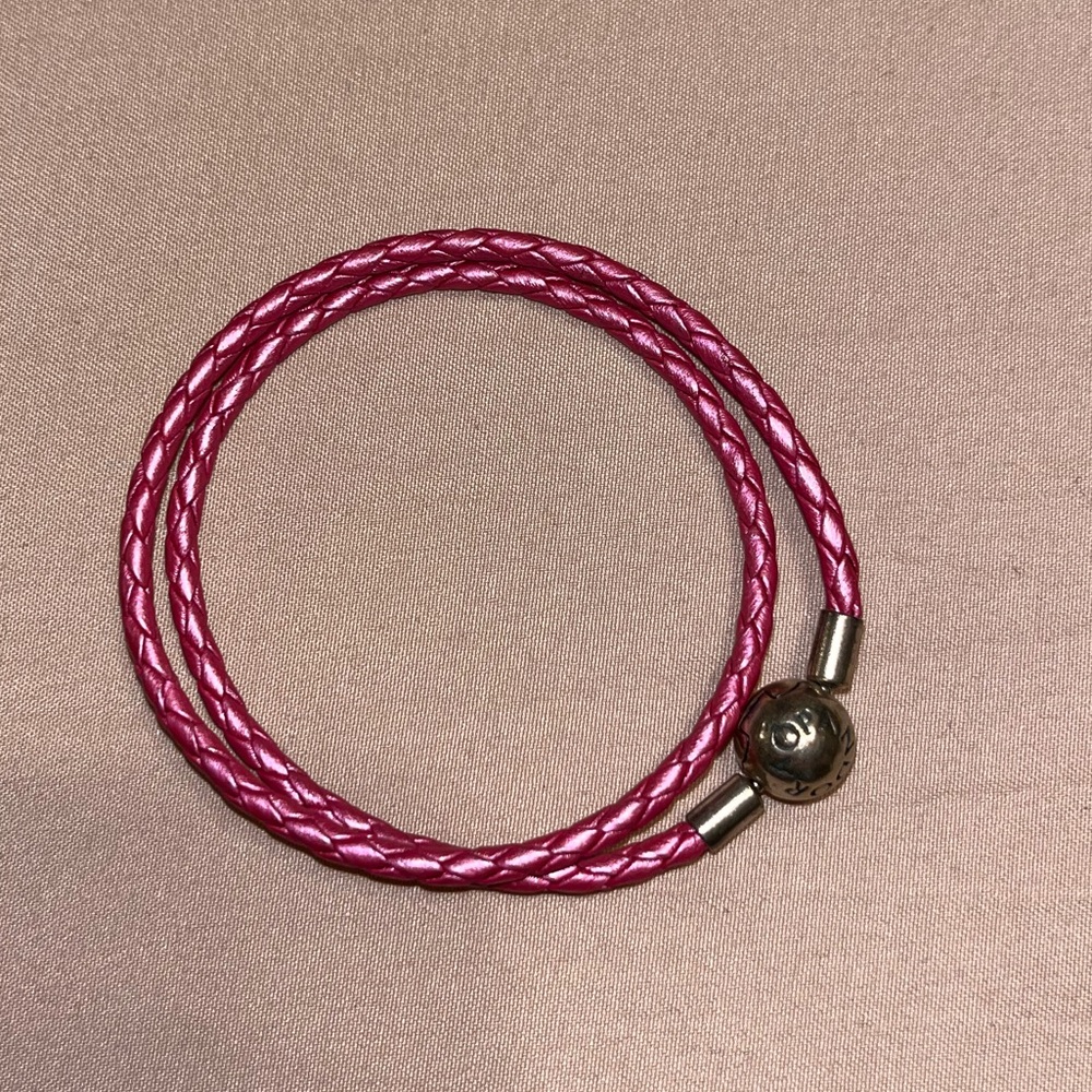Pink Braided Bracelet with Silver Accents